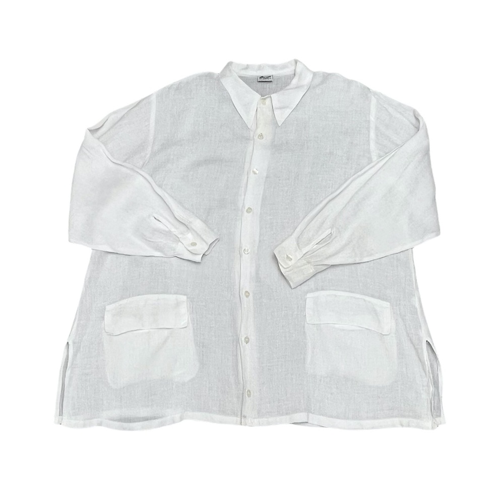 CP SHADES WHITE LINEN TUNIC LENGTH SHIRT/JACKET - SHACKET - Picture 7 of 11
